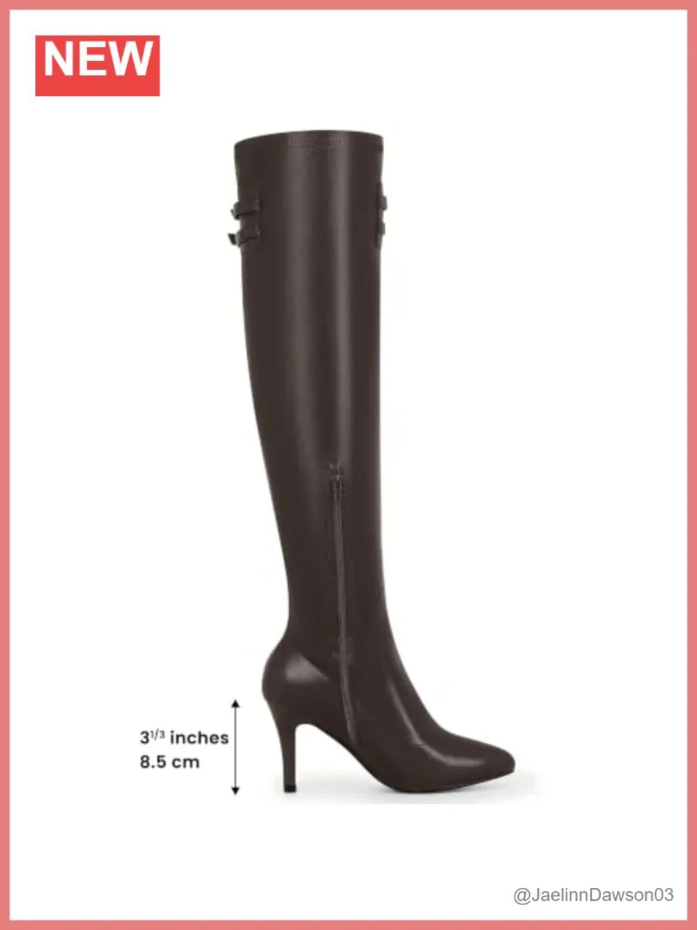 Faux Leather Thigh High Heel Boots Pointed Toe Stiletto Buckle